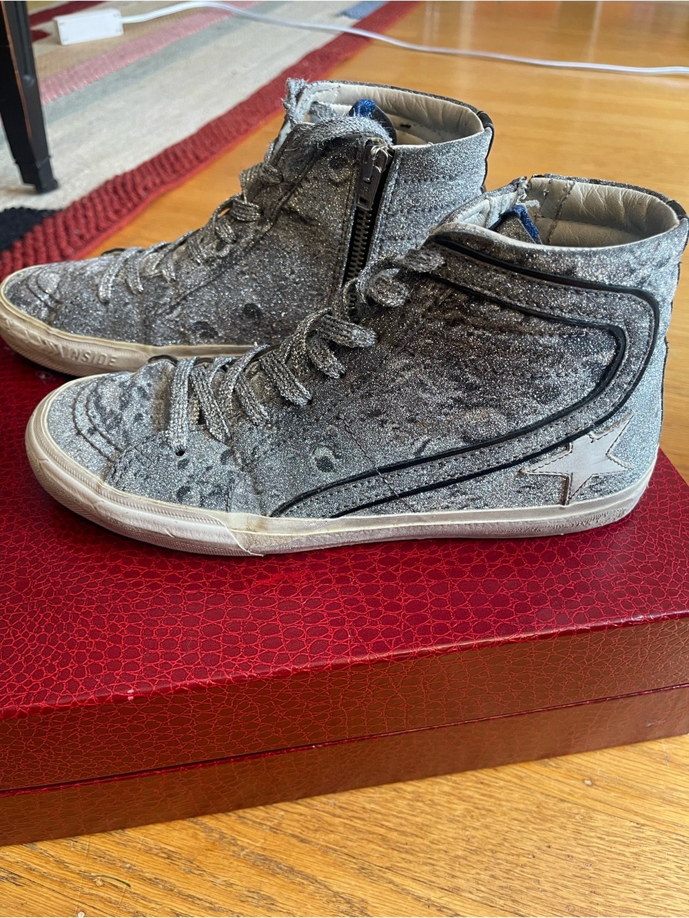 Golden Goose | Silver Glitter High Top Sneakers